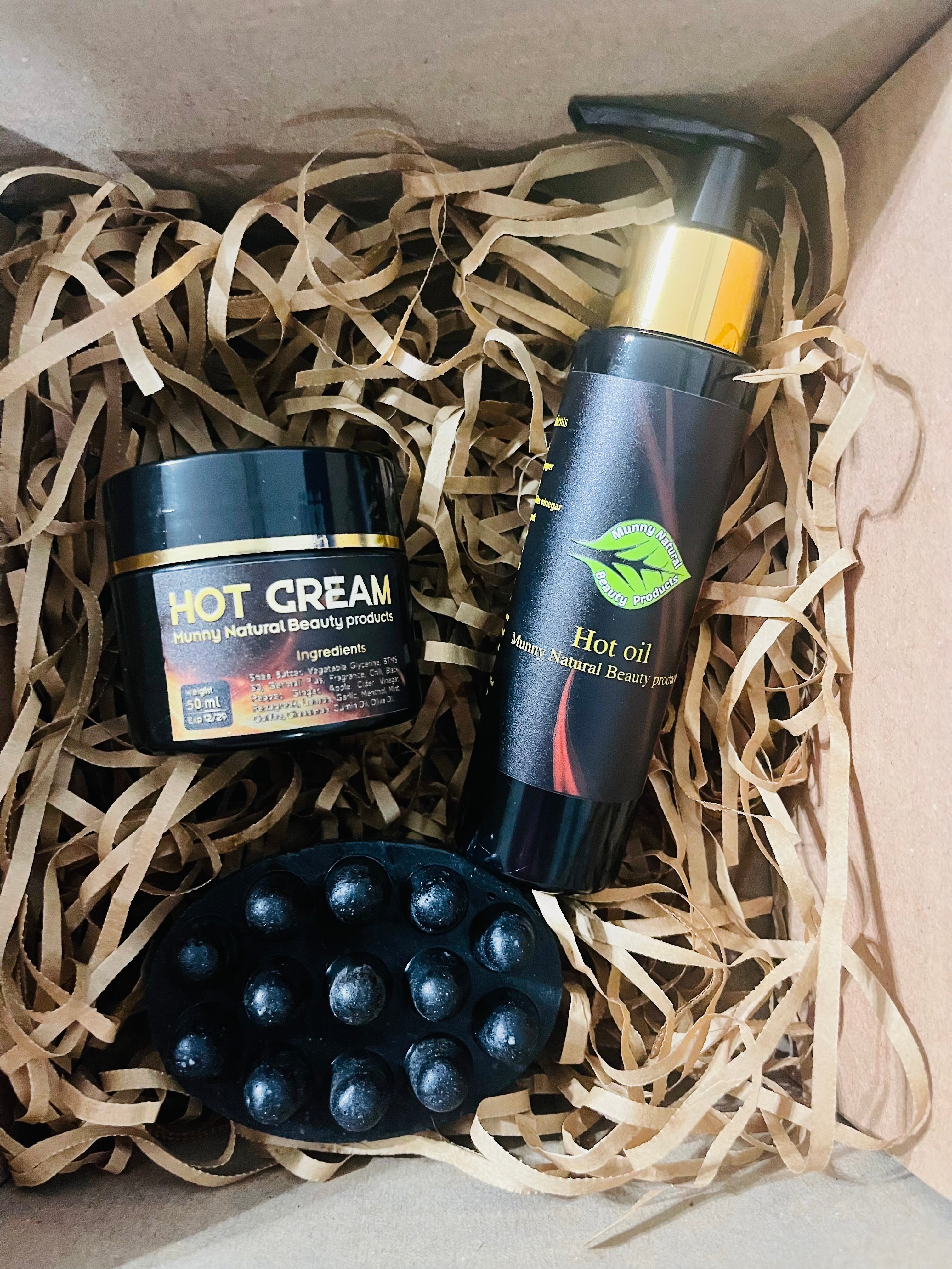 باكيدج حرق دهون البطن والارداف والدهون كريم  وصابونة مساج وhot oil