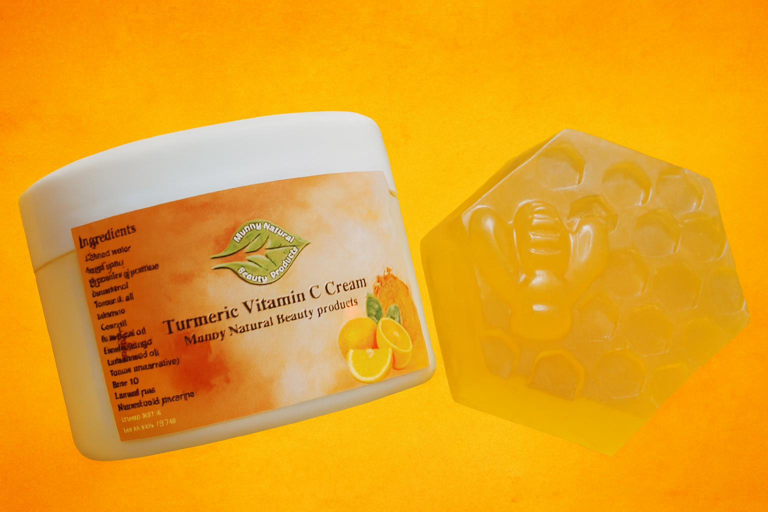 كريم  التفتيح بفيتامين C والكركم مع صابونة الكركم والعسل وفيتامين C