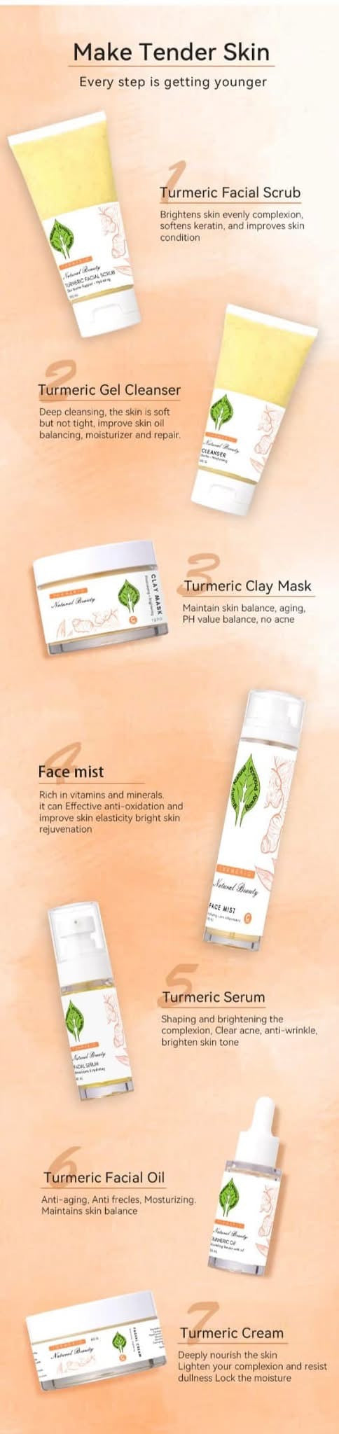 7 pieces مجموعة الكركم وفيتامين C