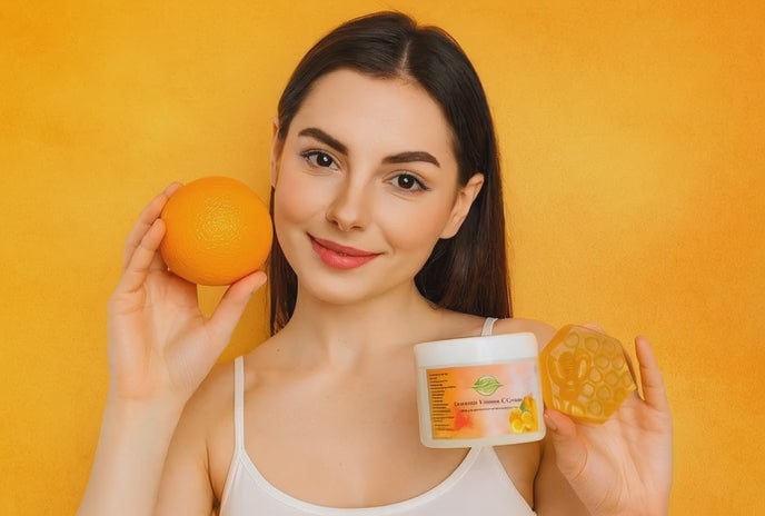 كريم  التفتيح بفيتامين C والكركم مع صابونة الكركم والعسل وفيتامين C